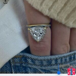 Fashion Jewelry Silver and Gold Triangle Ring